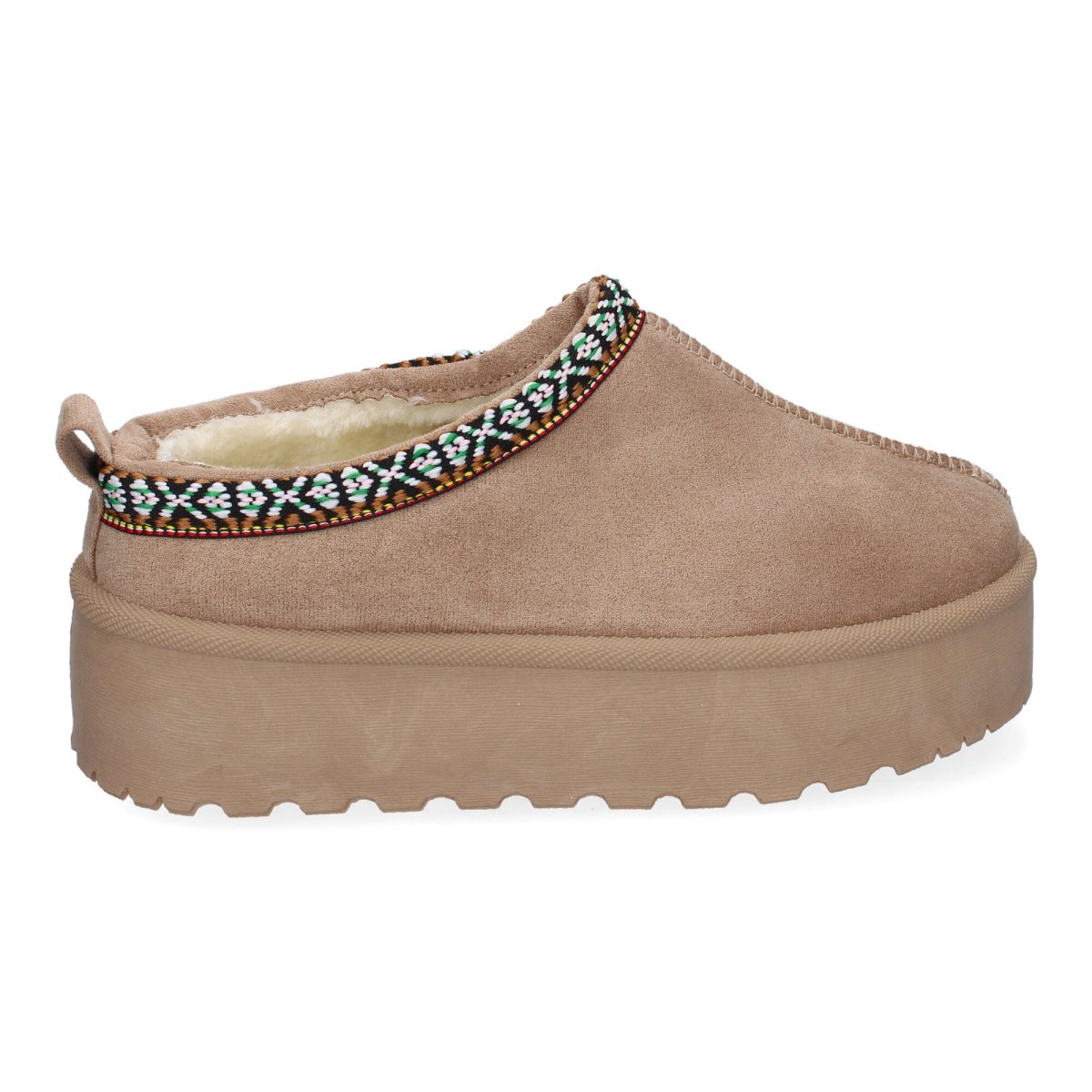 Zuecos plataforma bordados florales kaki - Imagen 3