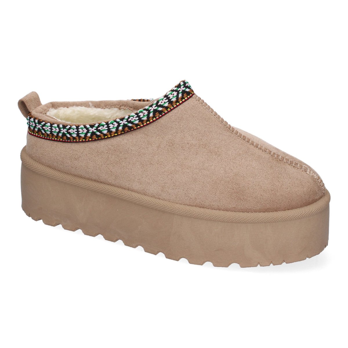 Zuecos plataforma bordados florales kaki - Imagen 4