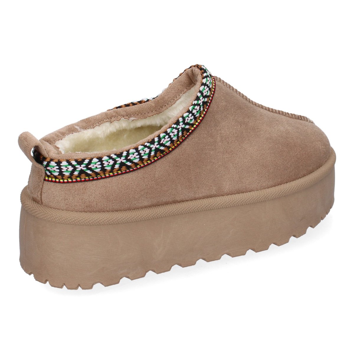 Zuecos plataforma bordados florales kaki - Imagen 5