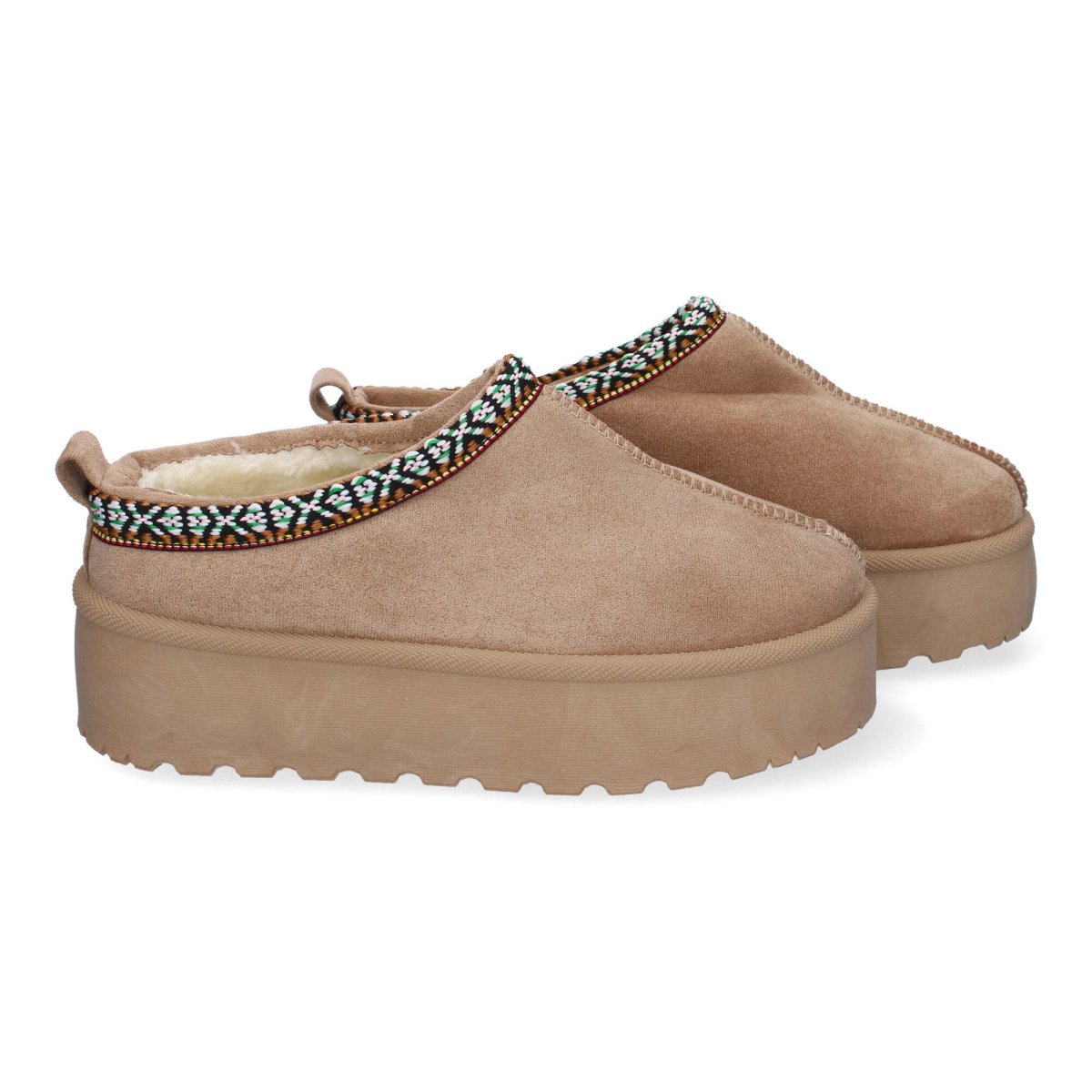 Zuecos plataforma bordados florales kaki - Imagen 6