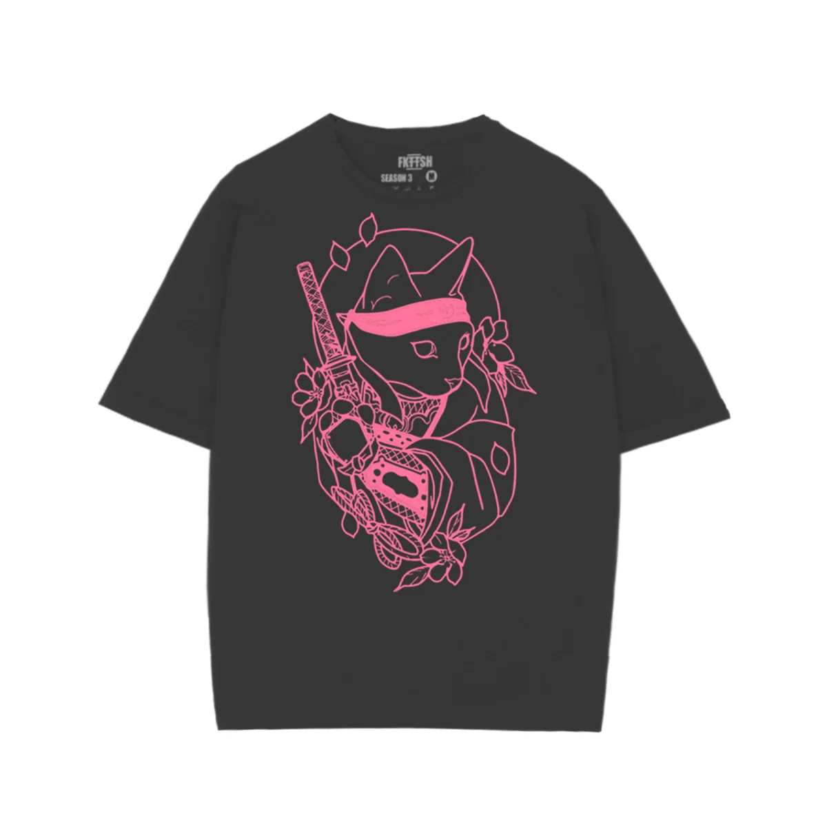 Playera Classic Oversize Gato Samurai - Imagen 5