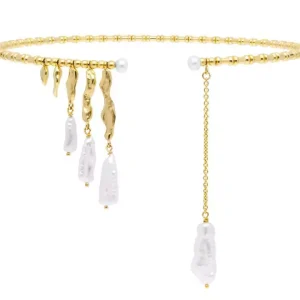 Gargantilla TSURU Plata dorada y perlas
