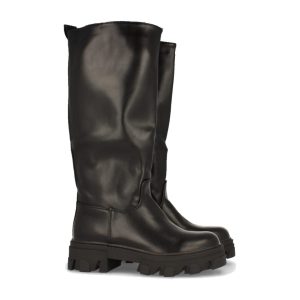 Bota alta suela track negra