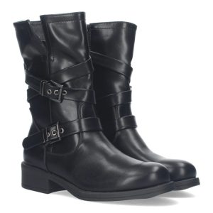 Botas moteras hebillas cruzadas negras