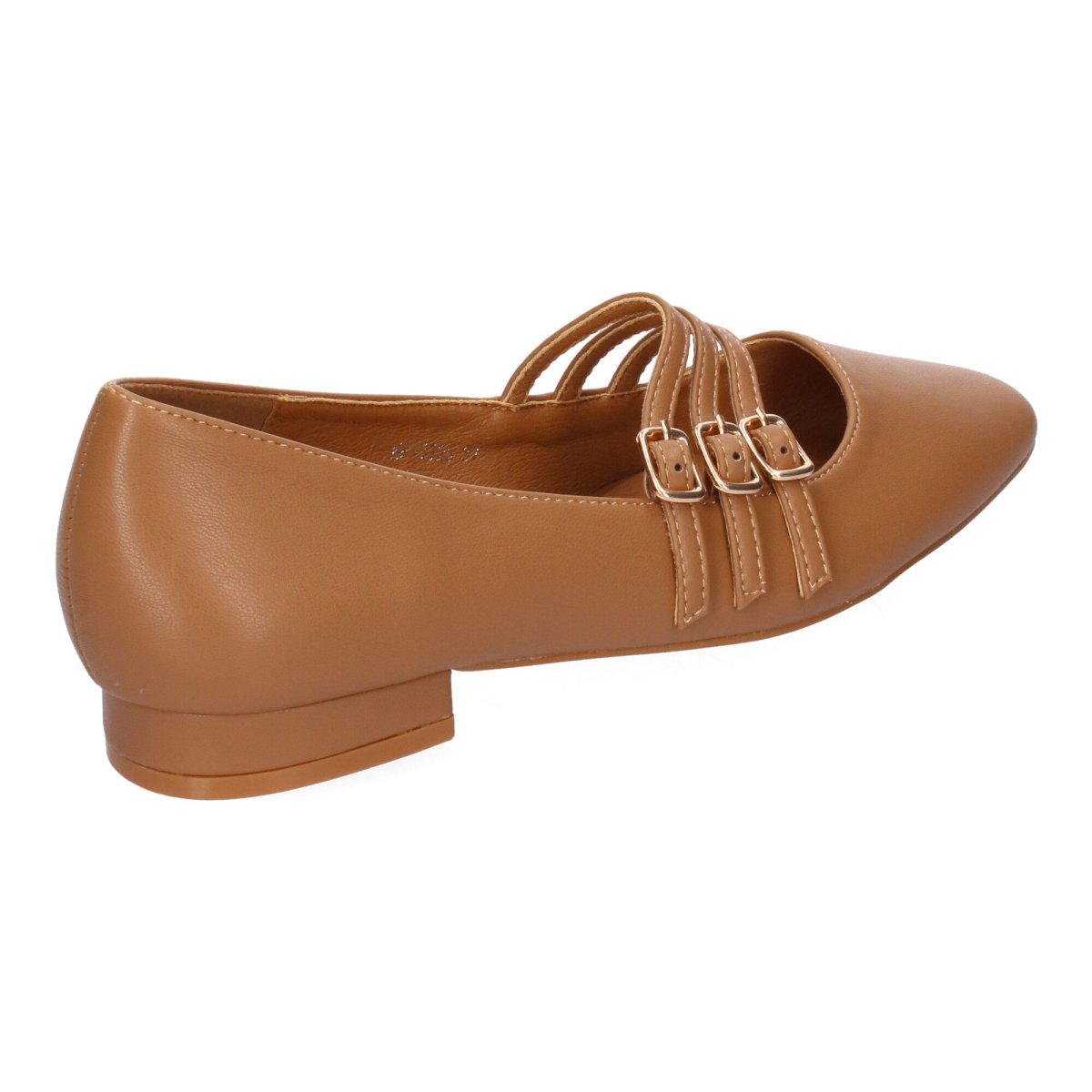 Zapatos de tacón bajo camel con tiras - Imagen 5