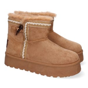 Botines étnicos camel de media pantorrilla