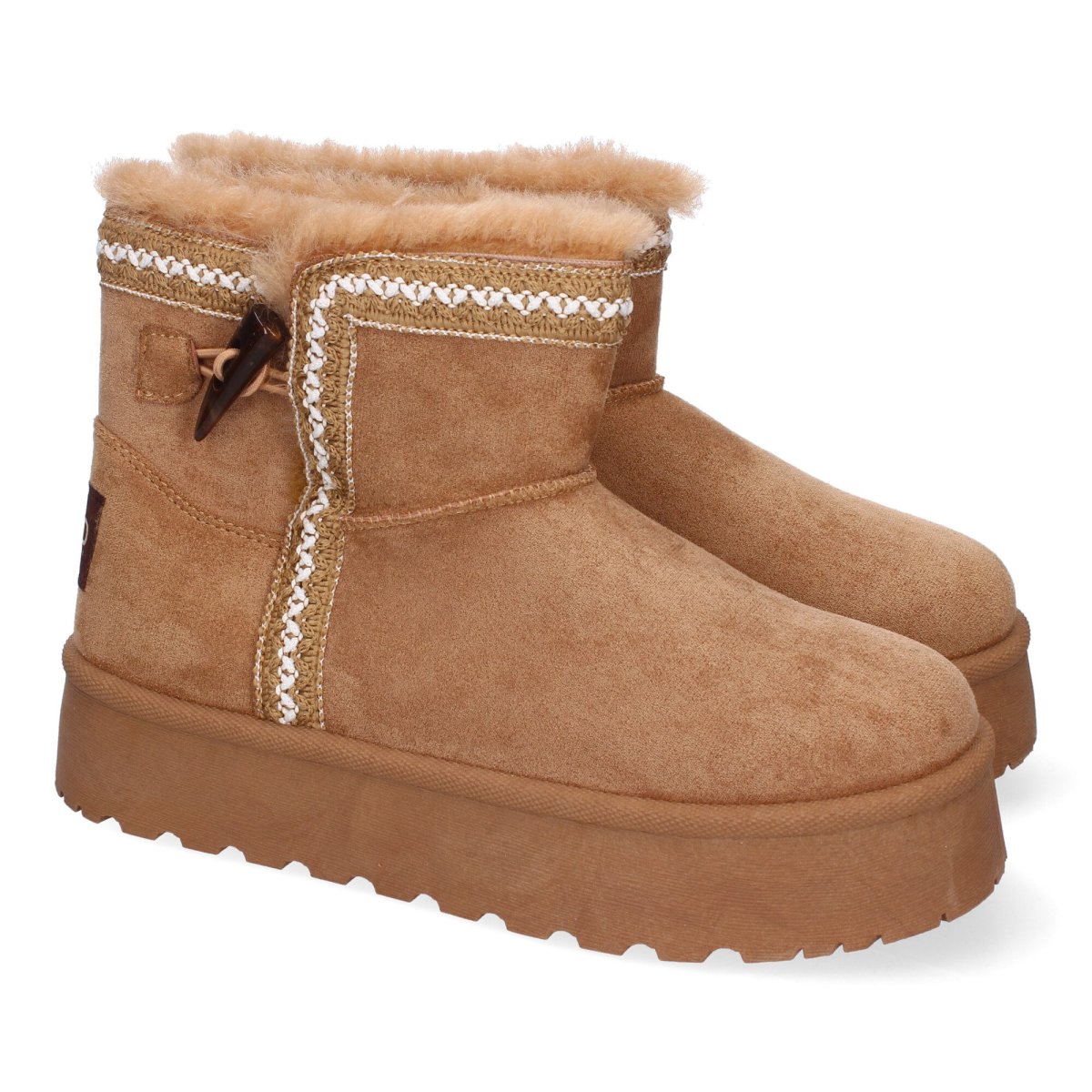 Botines étnicos camel de media pantorrilla