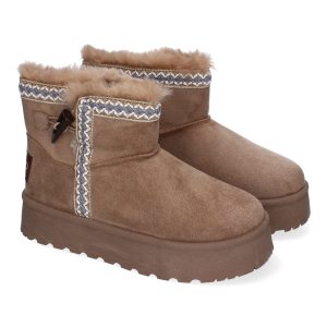 Botas etnicas kaki con patron grafico