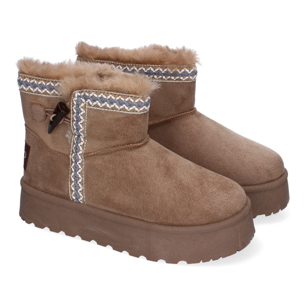 Botas etnicas kaki con patron grafico