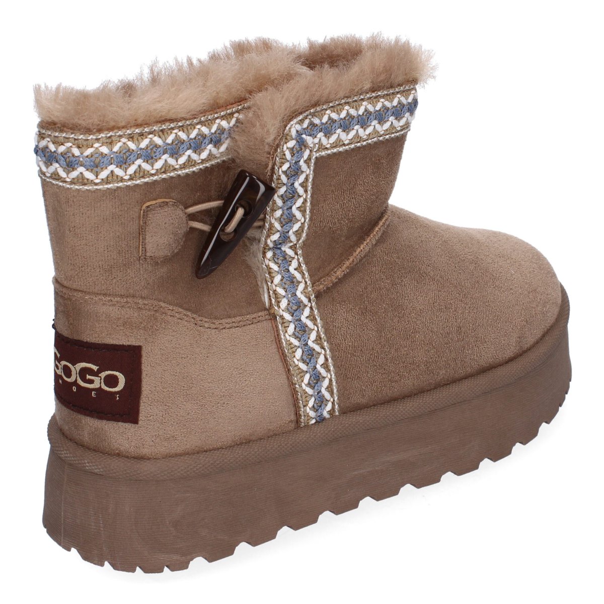 Botas etnicas kaki con patron grafico - Imagen 5