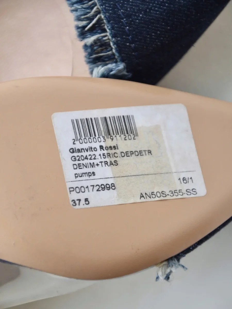 535€ Gianvito Rossi Plexi zapatos de tacón denim vaquero 37.5 Nuevos - Imagen 9