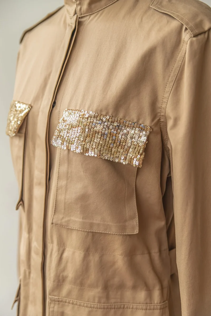 Blumarine cazadora color camel con lentejuelas Talla IT42 (M) - Imagen 8