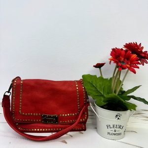 Bolso Piel Asa y Bandolera Rojo