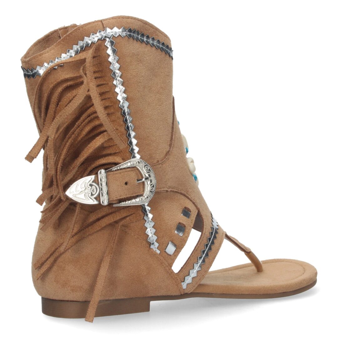 Botas boho camel con flecos y conchas - Imagen 5