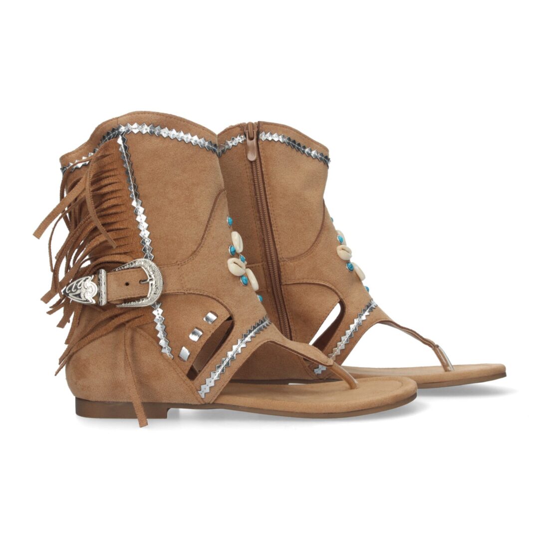 Botas boho camel con flecos y conchas - Imagen 6