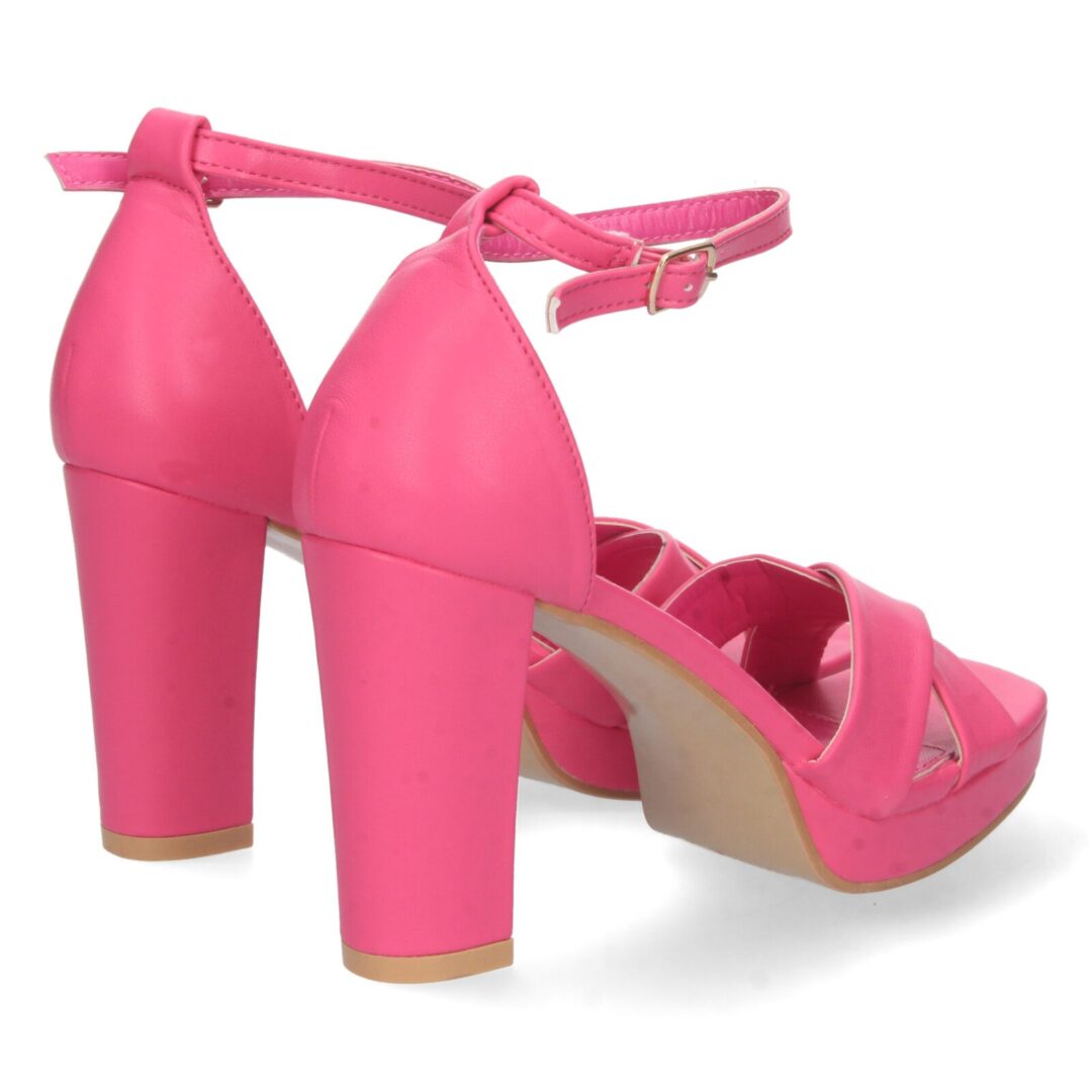Sandalia tacón cruzada fucsia - Imagen 5