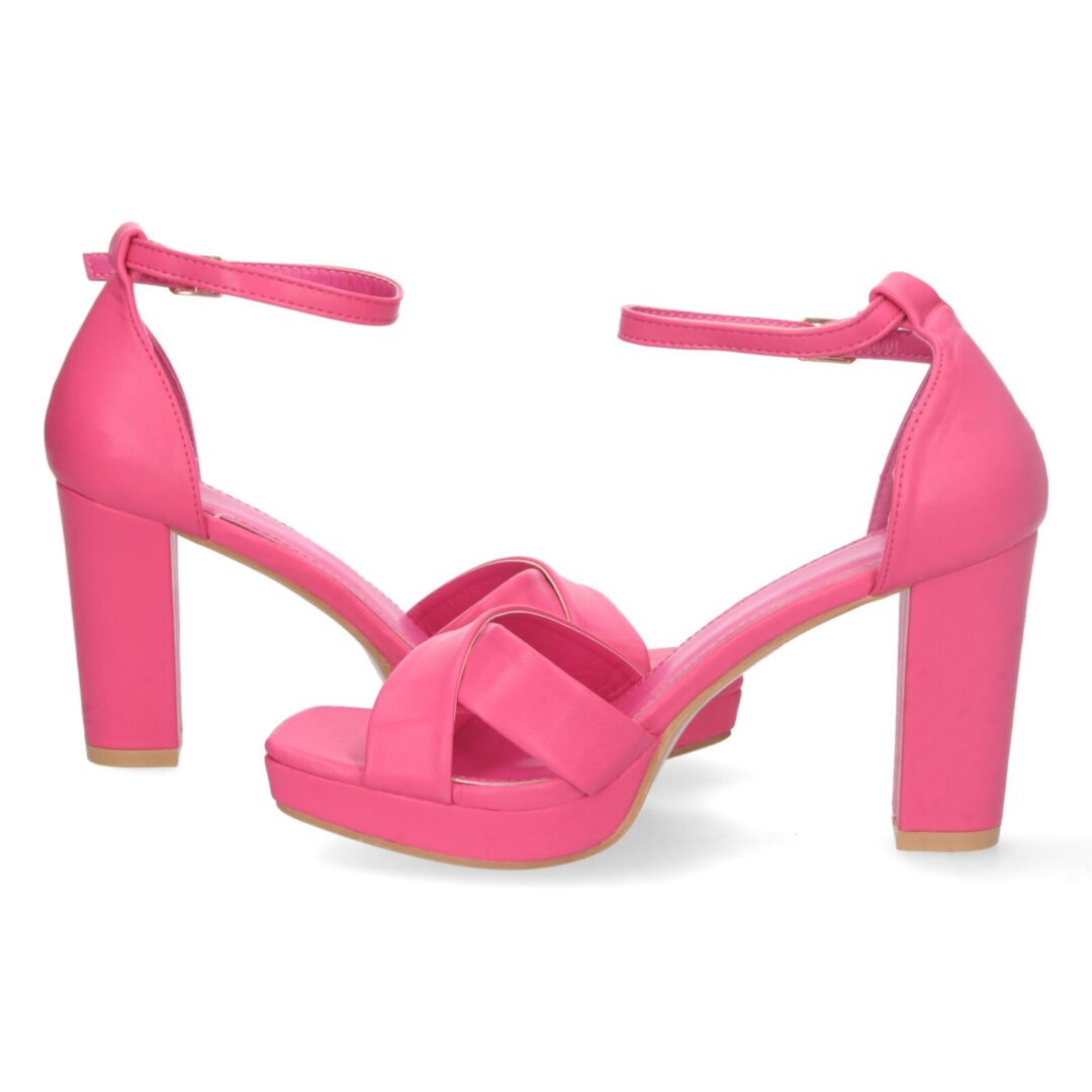 Sandalia tacón cruzada fucsia - Imagen 6