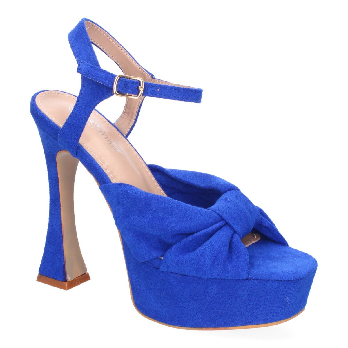 Sandalias plataforma azules lazo cruzado - Imagen 4