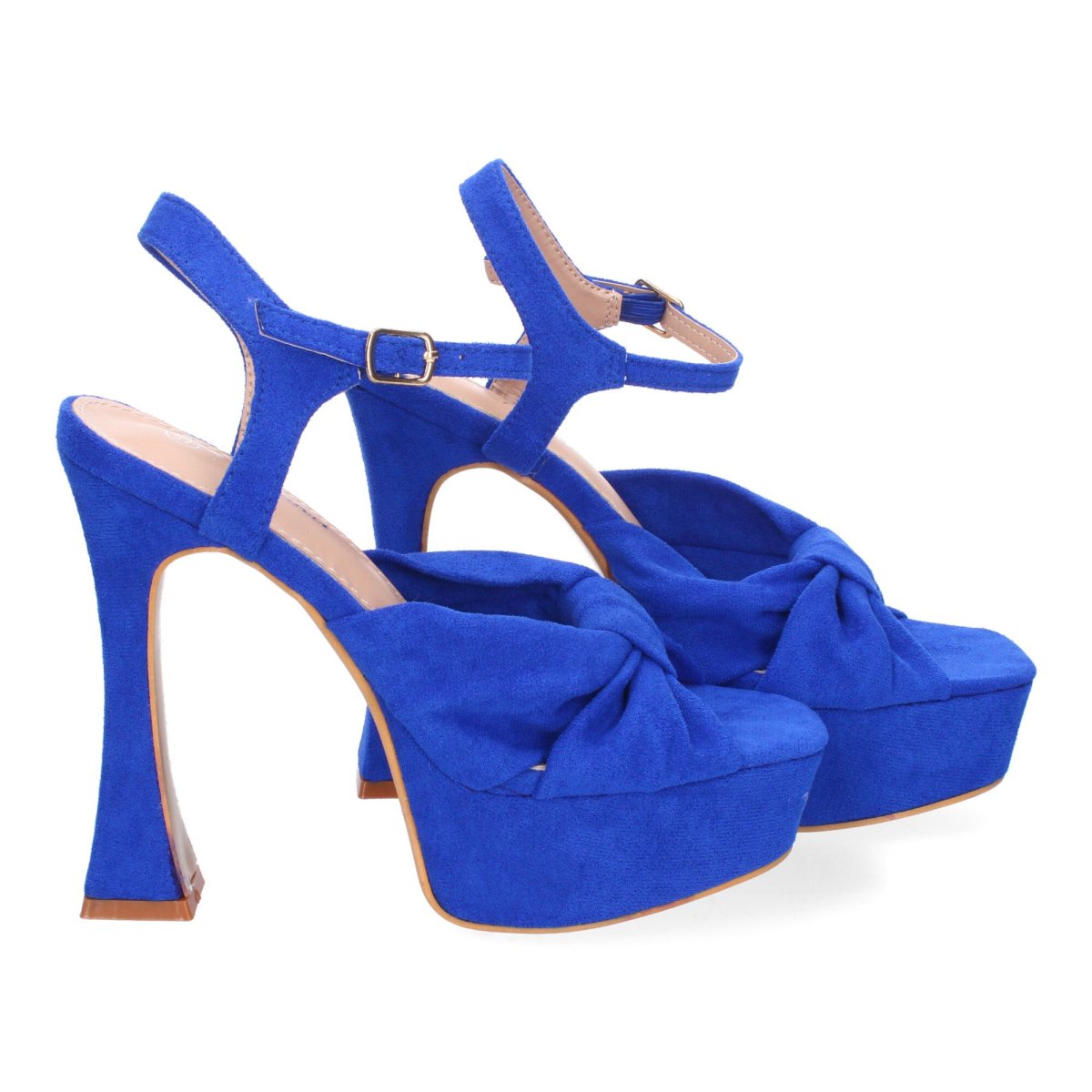 Sandalias plataforma azules lazo cruzado - Imagen 6