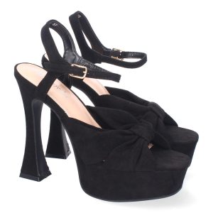 Sandalias de plataforma negras con lazo