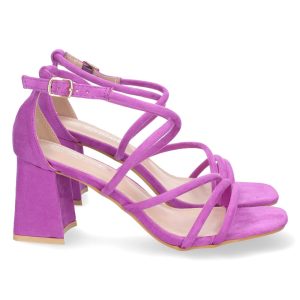 Sandalias de Tacón Lila con Tiras Cruzadas