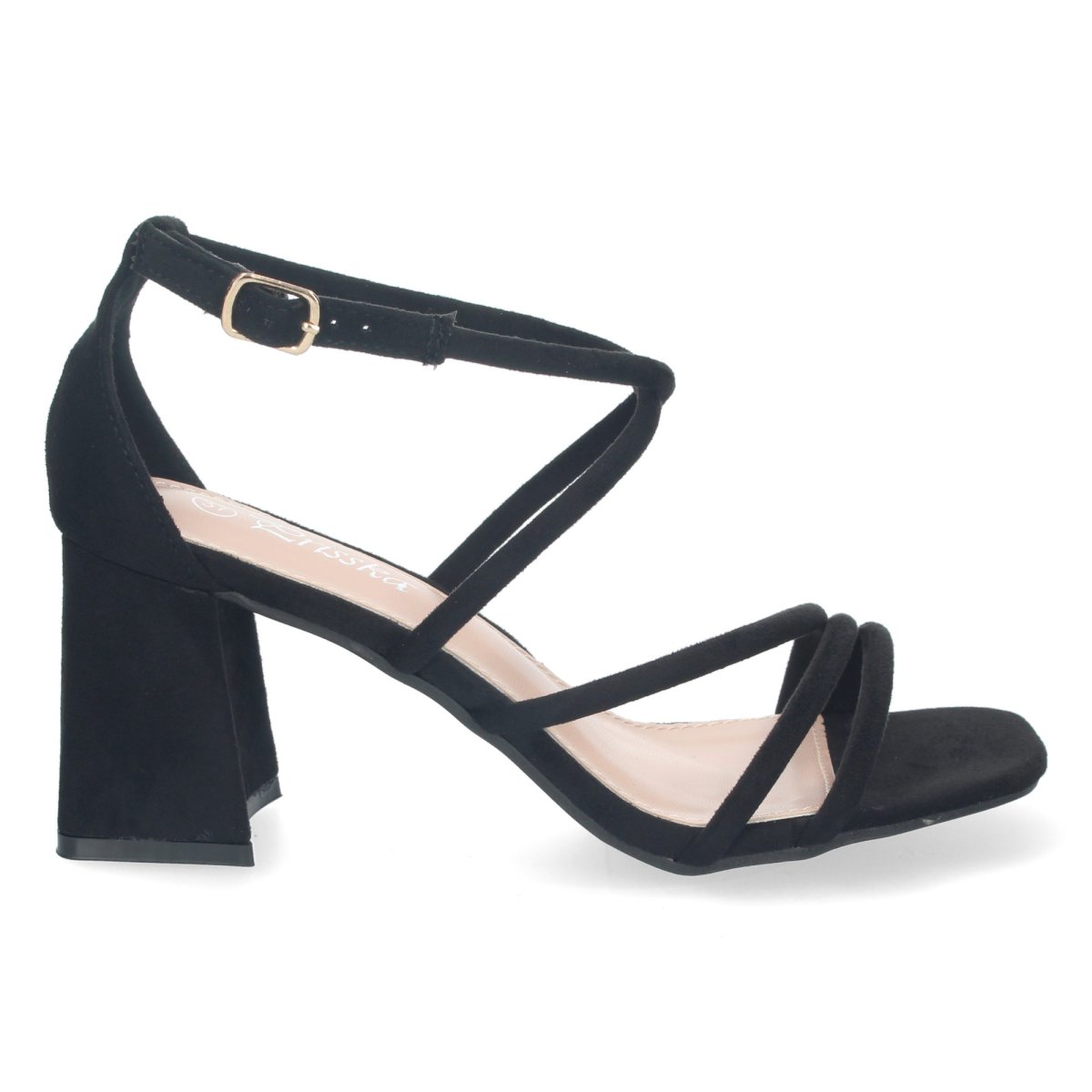 Sandalias de tacón negras cruzadas - Imagen 3