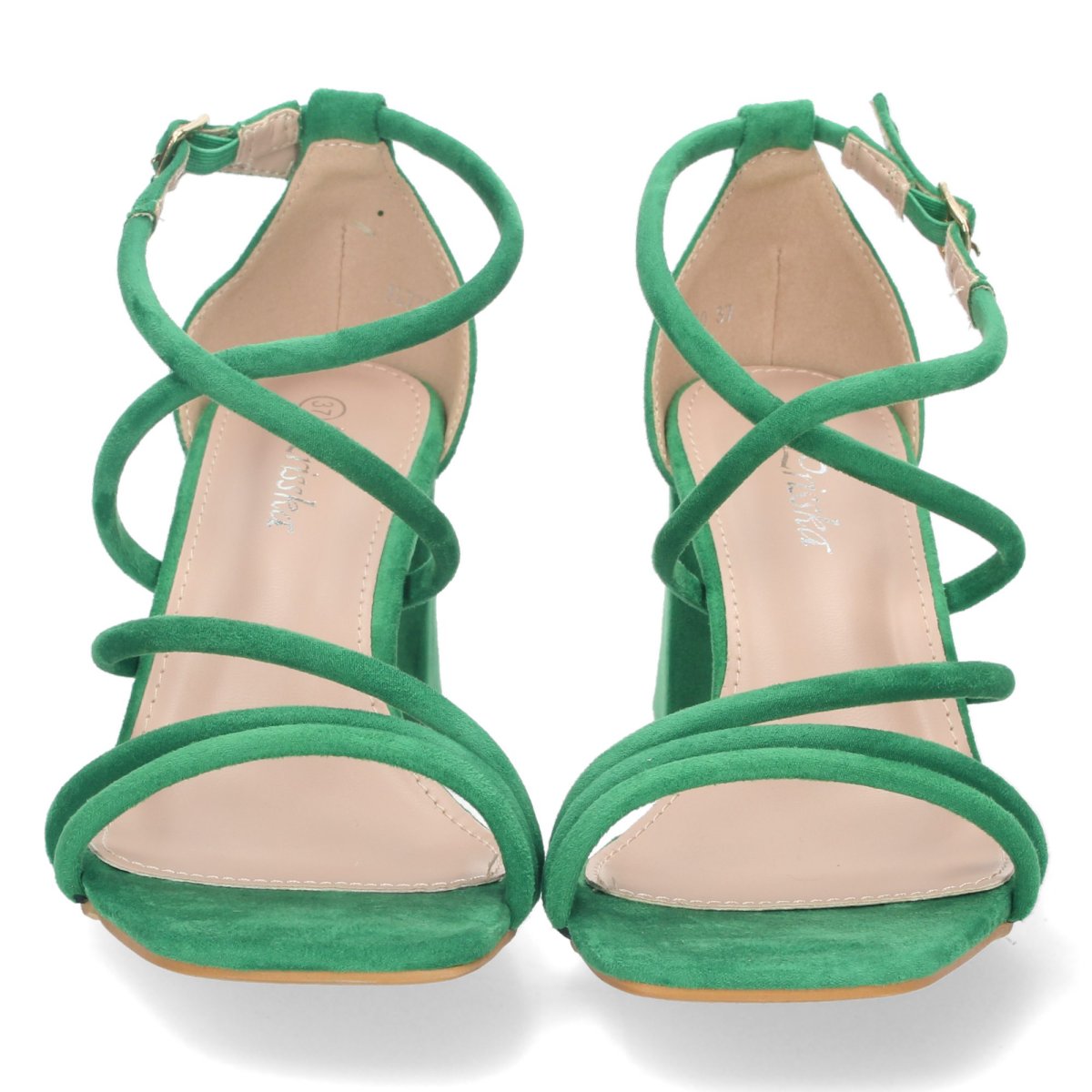 Sandalias tacón cruzado hebilla verde - Imagen 4