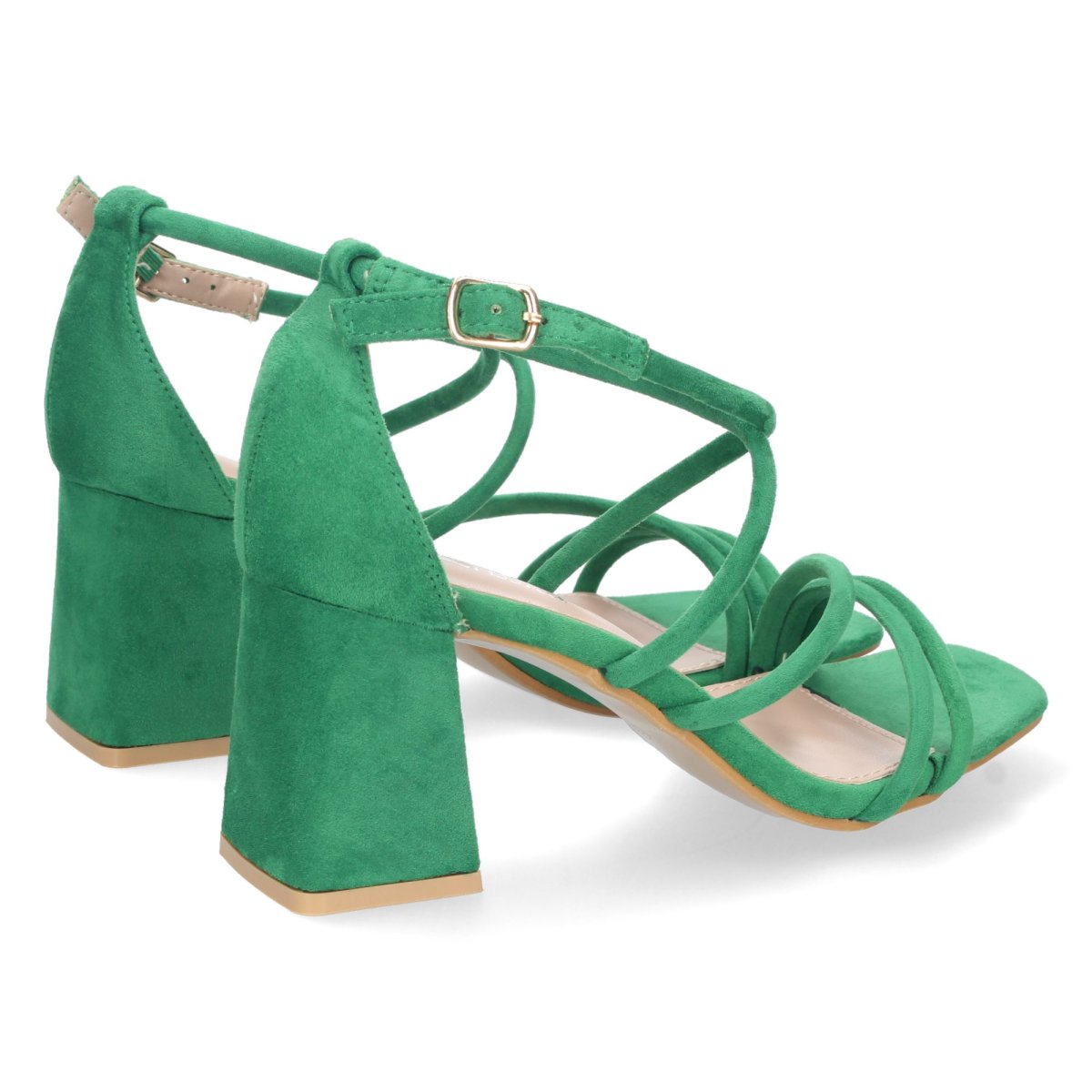 Sandalias tacón cruzado hebilla verde - Imagen 5
