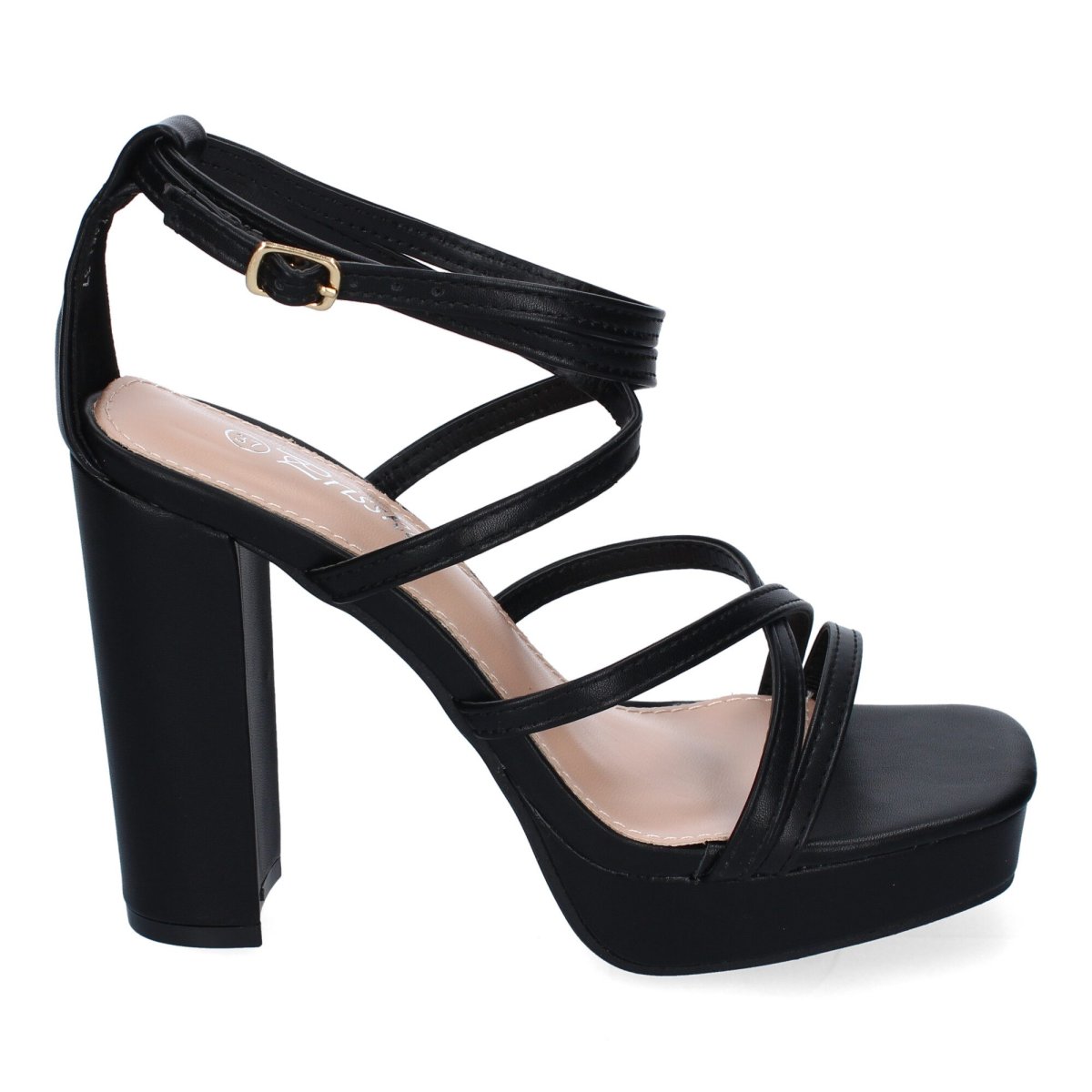 Sandalias Negras Cruzadas Tacón Alto - Imagen 3