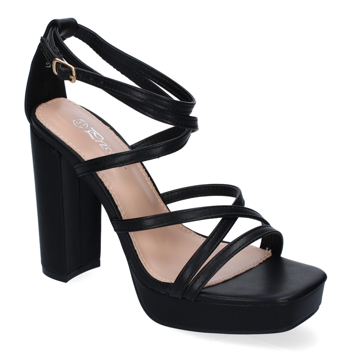 Sandalias Negras Cruzadas Tacón Alto - Imagen 4
