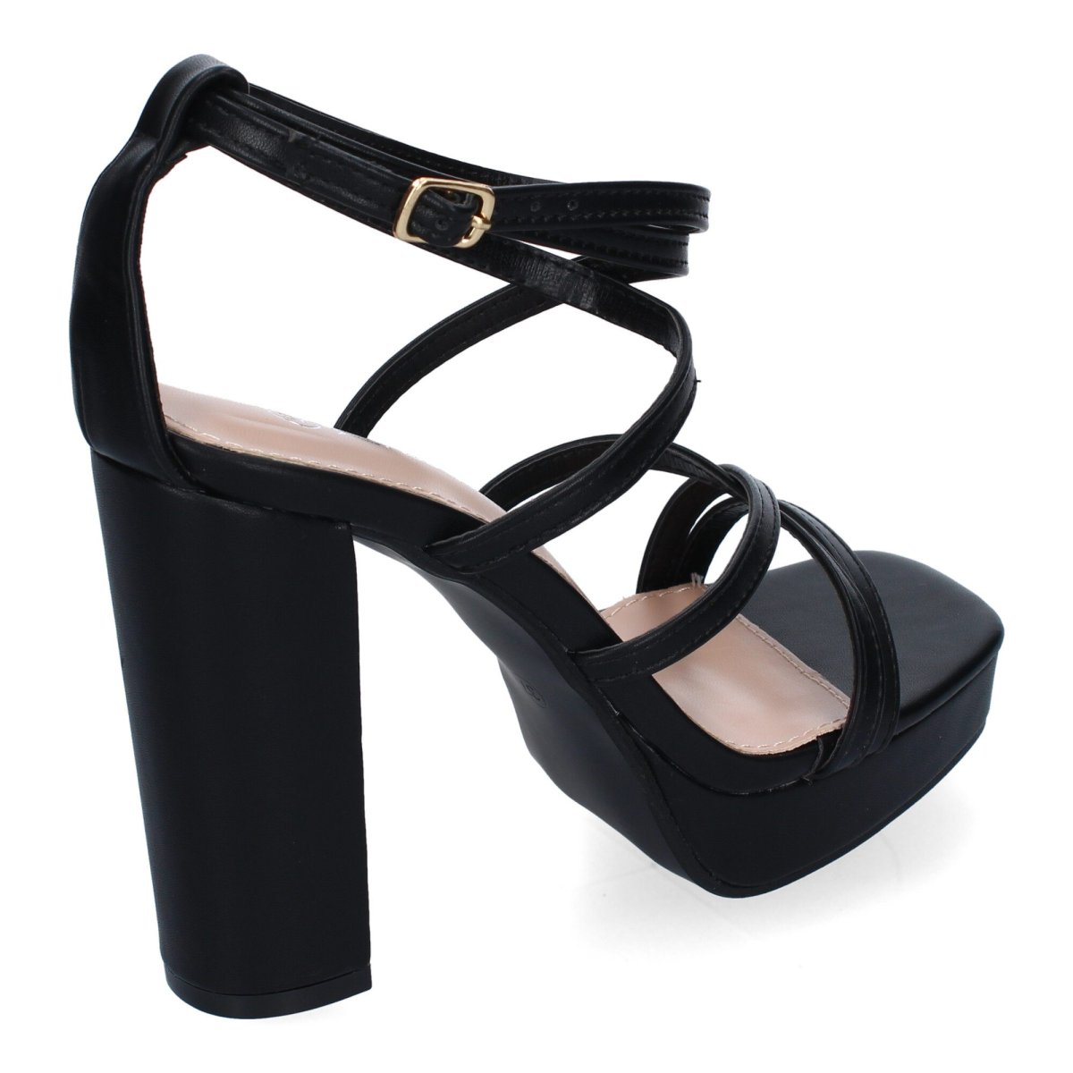 Sandalias Negras Cruzadas Tacón Alto - Imagen 5
