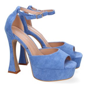 Sandalias plataforma azul hebilla tobillera