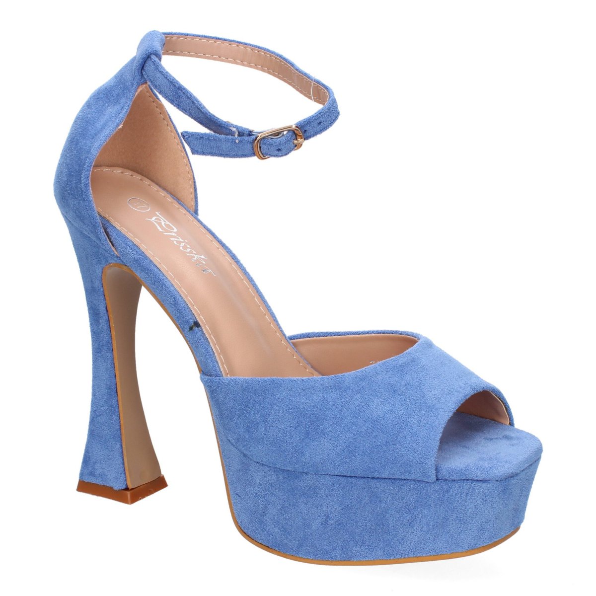 Sandalias plataforma azul hebilla tobillera - Imagen 4