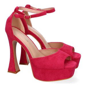 Sandalias de plataforma fucsia altas