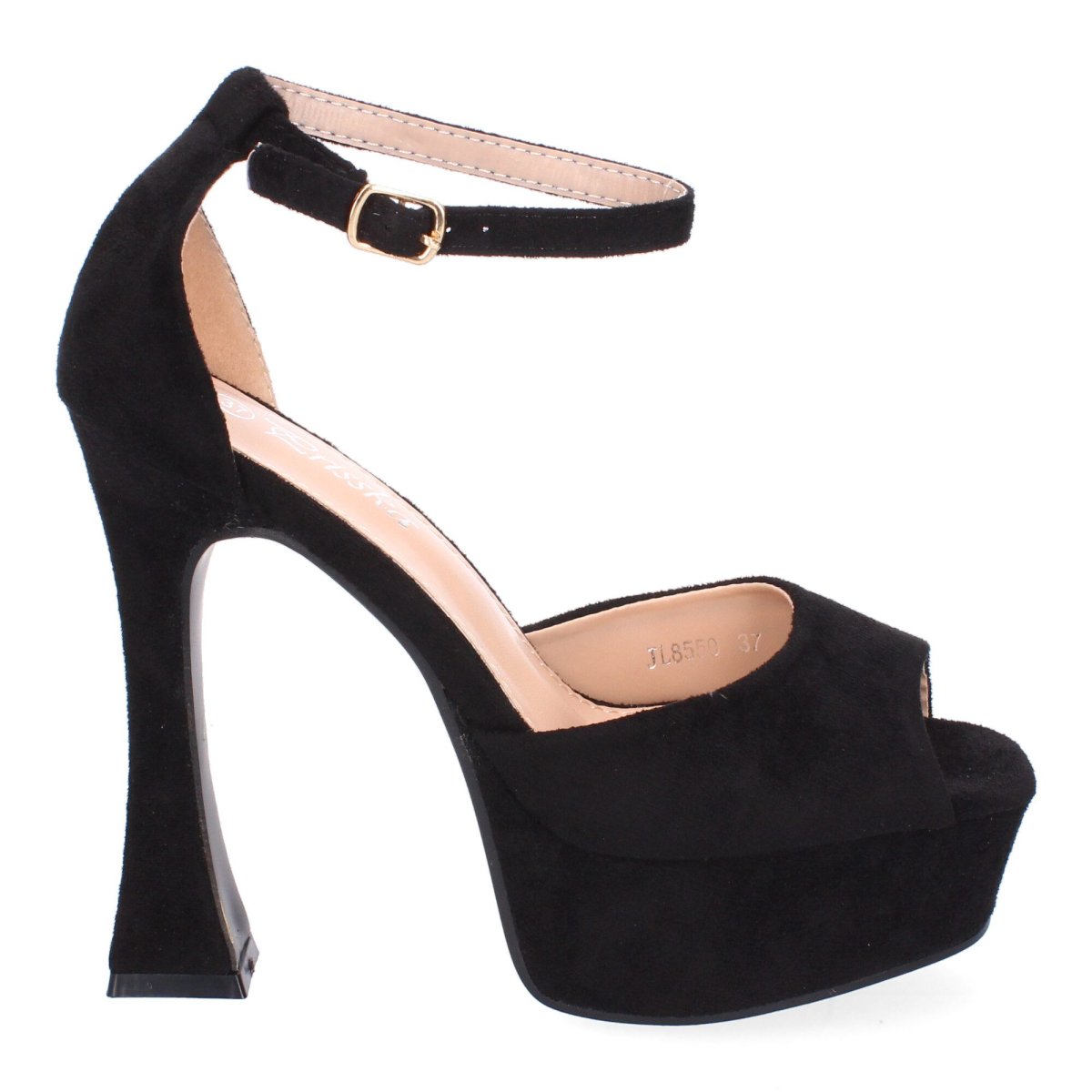 Sandalias plataforma negras hebilla dorada - Imagen 3
