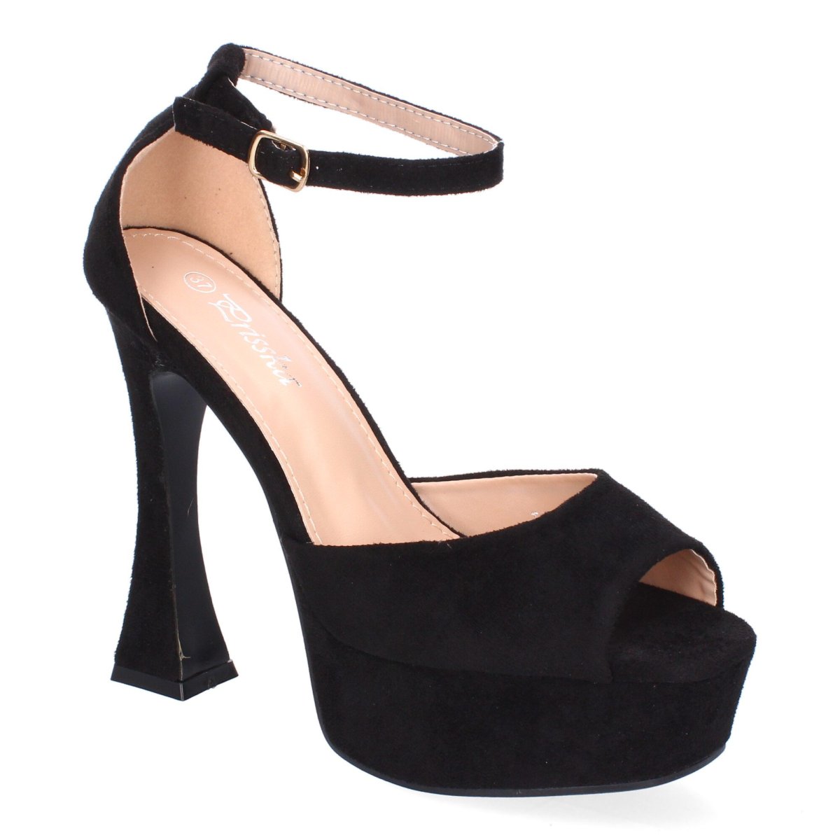 Sandalias plataforma negras hebilla dorada - Imagen 4