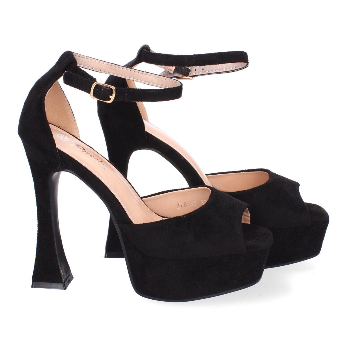 Sandalias plataforma negras hebilla dorada - Imagen 6