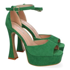 Sandalias plataforma verdes correa tobillo