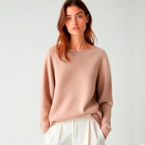 Jersey punto rosa palo escote barco