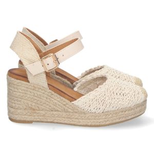 Cuña trenzada beige plataforma valenciana