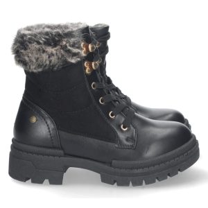 Botines montaña negros cordones pelo
