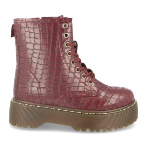 Botas militares textura coco plataforma burdeos