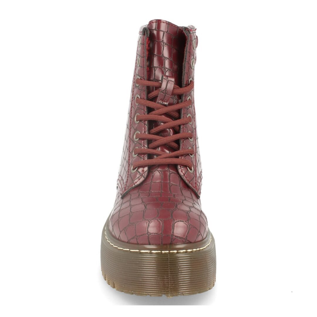 Botas militares textura coco plataforma burdeos - Imagen 4
