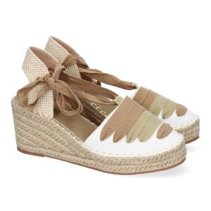 Cuña alpargata beige cordones entrelazados