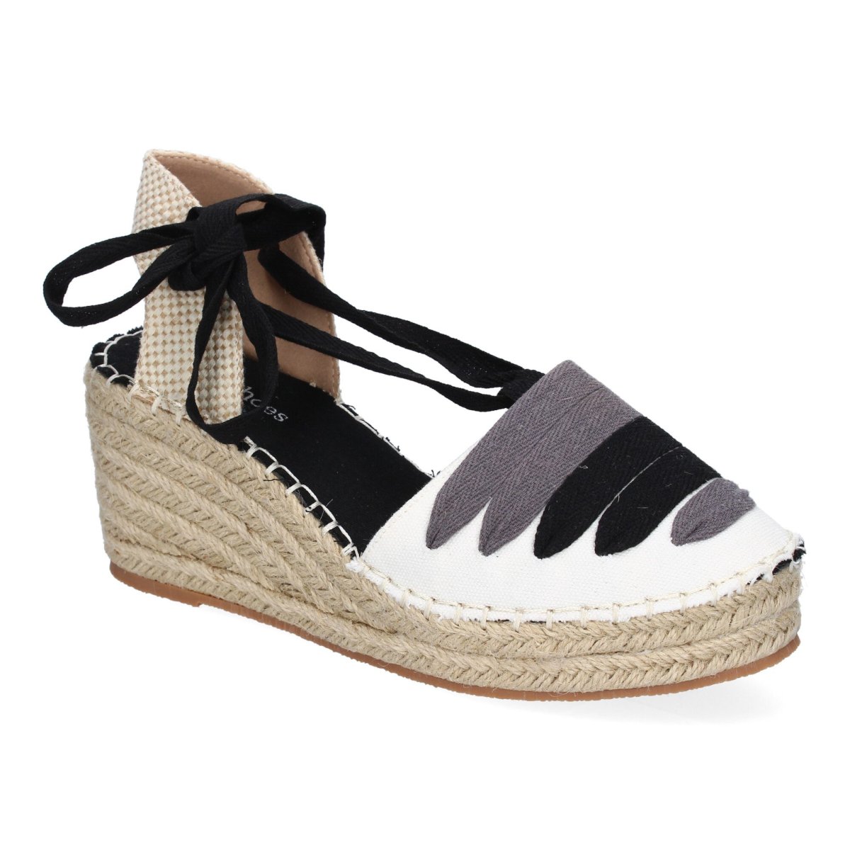 Zapatos de cuña beige trenzados con cordones negros - Imagen 4