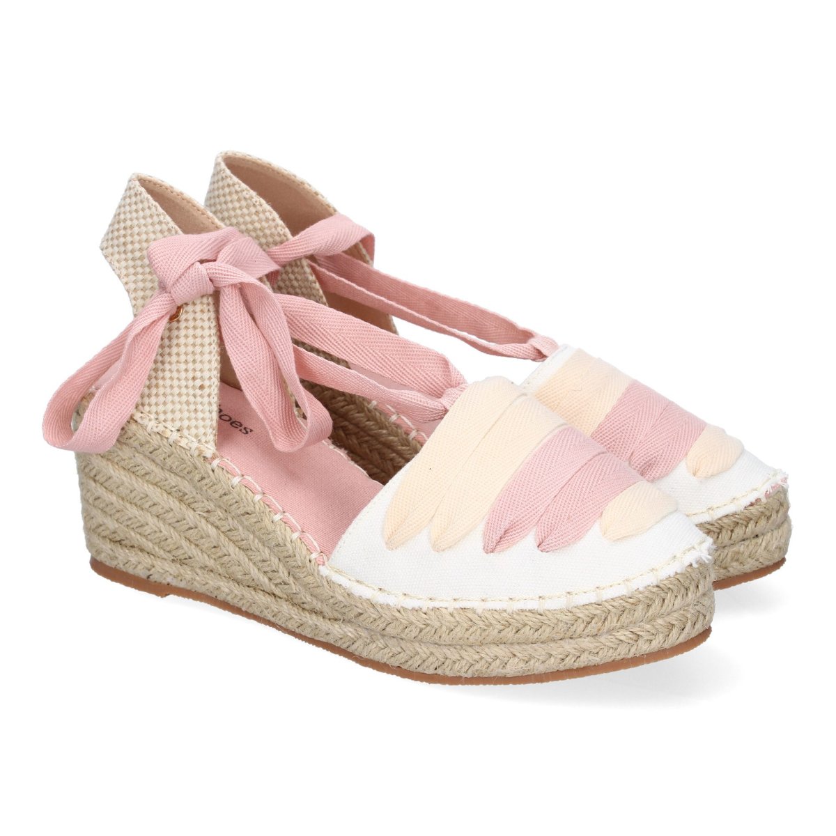 Cuña esparto rosa cordones trenzados