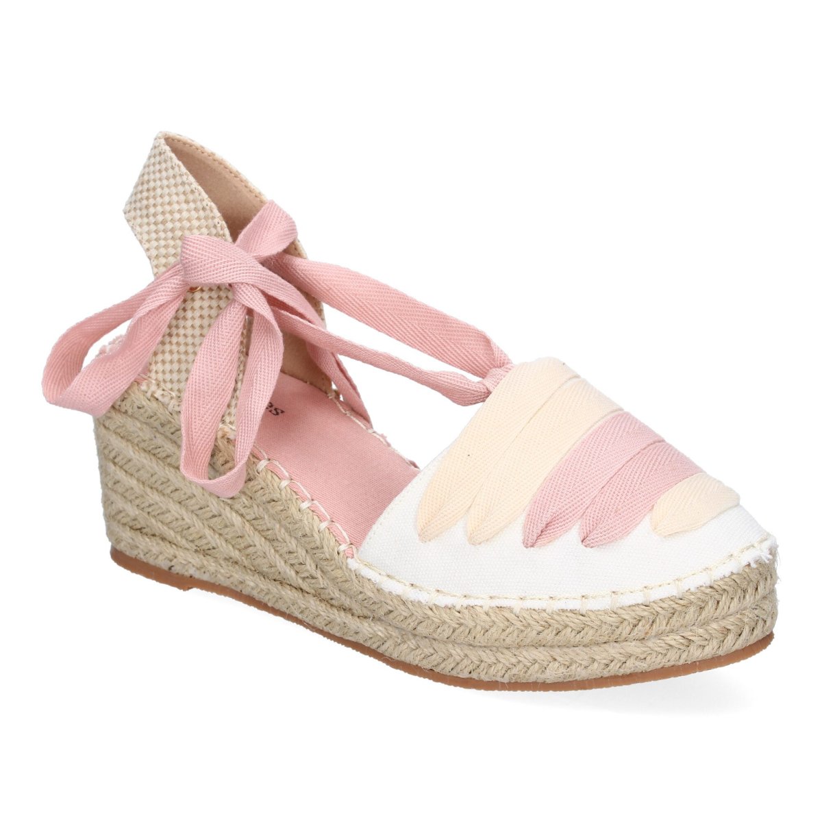 Cuña esparto rosa cordones trenzados - Imagen 4