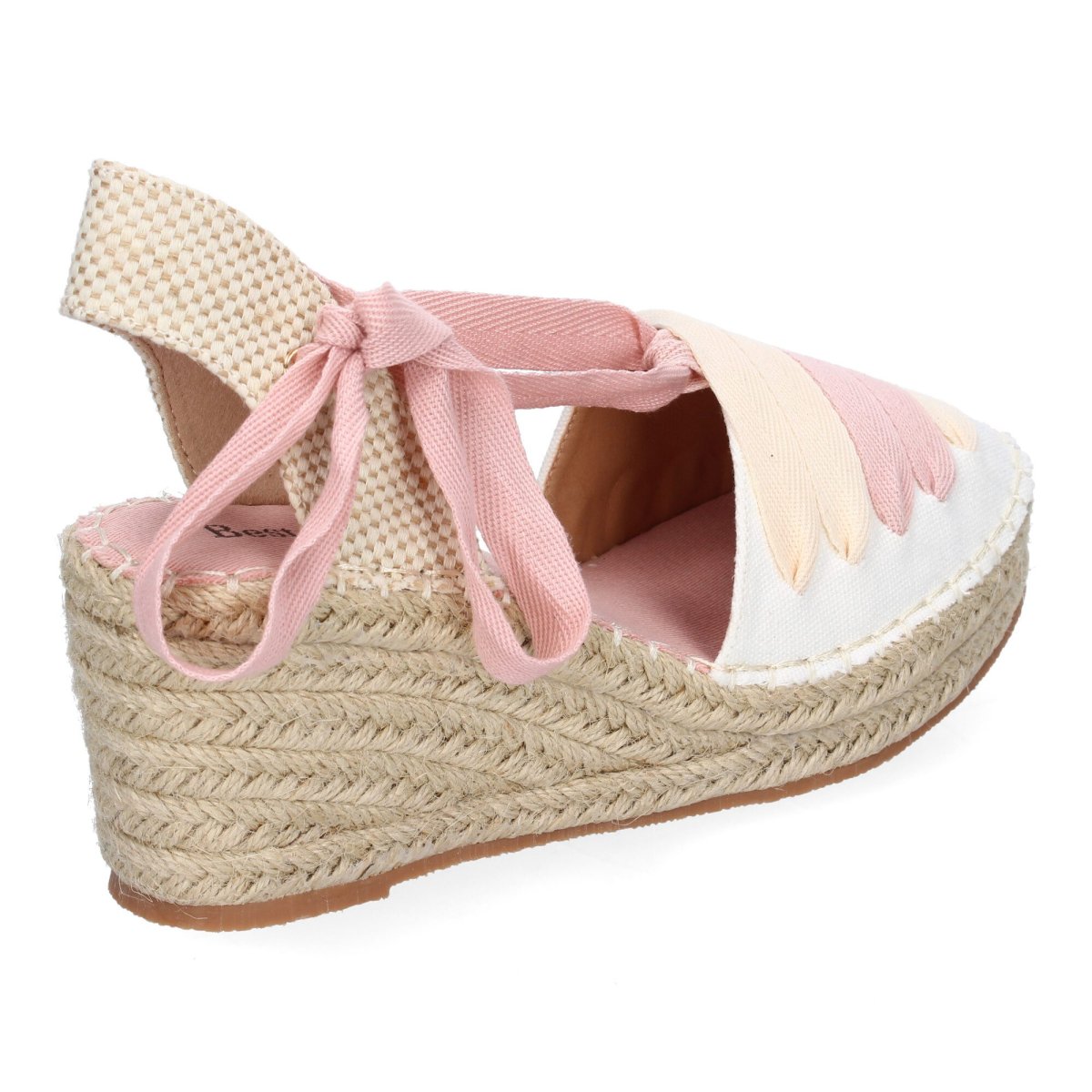 Cuña esparto rosa cordones trenzados - Imagen 5