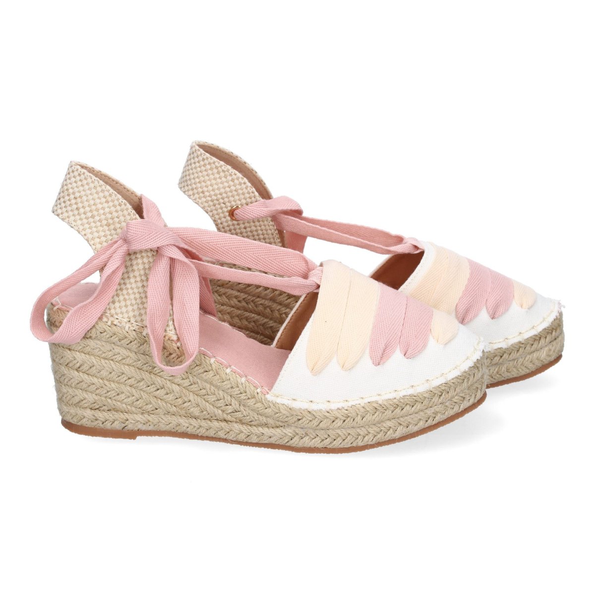Cuña esparto rosa cordones trenzados - Imagen 6