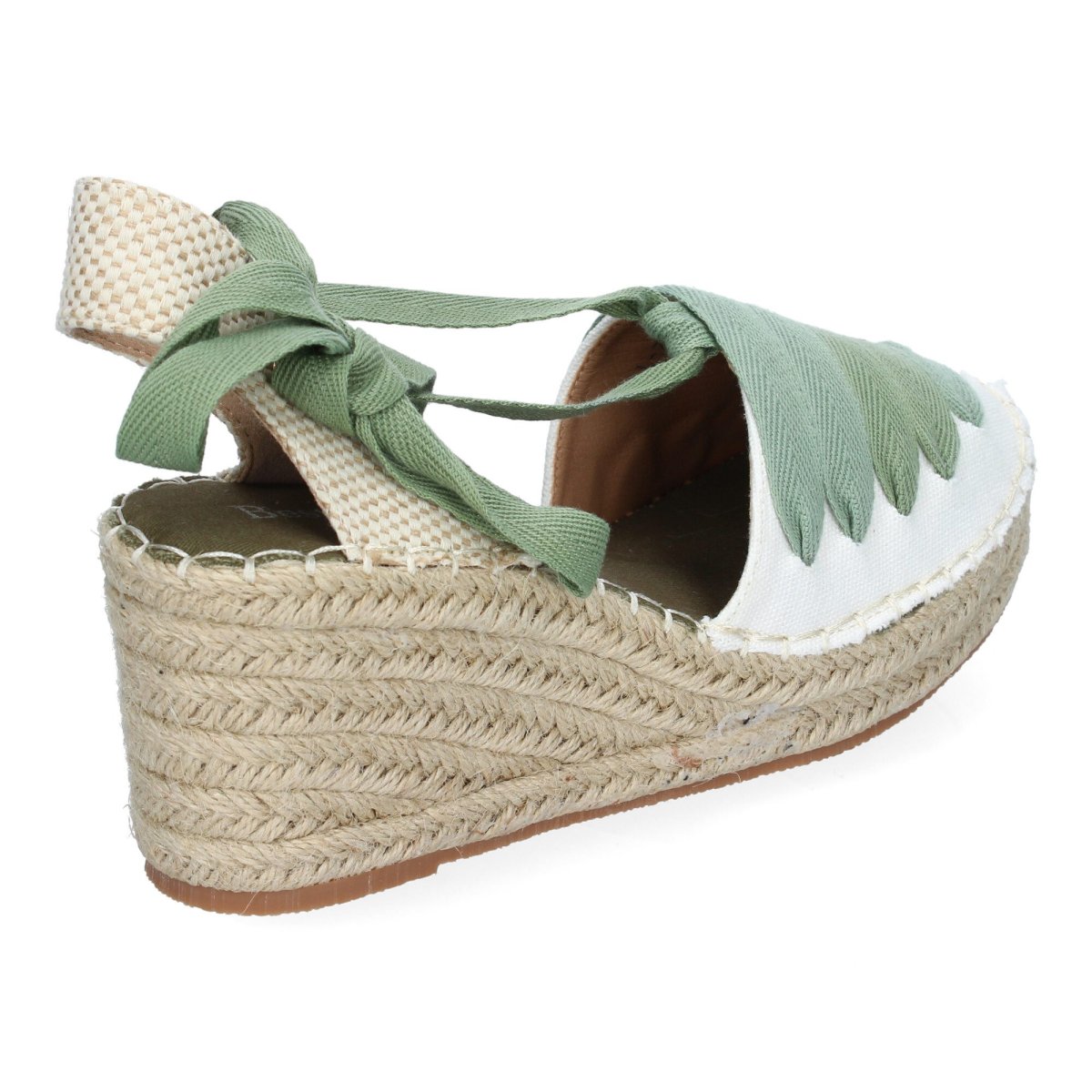 Sandalias de esparto beige con cordón verde - Imagen 5